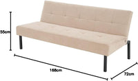 Sofa Bed 3 Seater Sofa Click Clack Bed Sleeper on Metal Frame Legs for Study Guest and Living Room