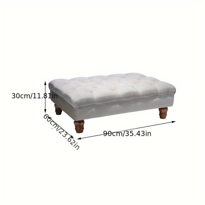 Chesterfield Deep Button Grey Coffee Table Stool Bench Velvet Padded Pouffe Footstool 60*90cm