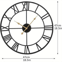 Roman Numerals Wall Clock Metal Large Wall Clocks for Living Room 47cm (18.5inch)