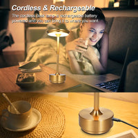 Modern Minimalist Metal Table Lamp Touch Control LED Desk Lamp Cordless Bedside