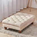 Chesterfield Deep Button Beige Coffee Table Stool Bench Velvet Padded Pouffe Footstool 60*90cm