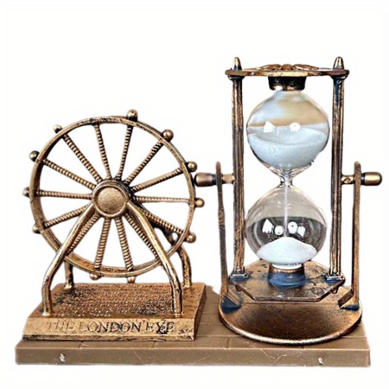 Vintage Ferris Wheel Statue Hourglass Sand Clock Retro Desk Timer Décor for Living Room