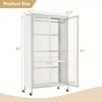 Wardrobe Rolling Storage Wardrobe Cabinet Mobile Wardrobe Armoire Closet WHITE