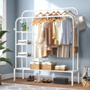 Wardrobe Metal Clothes Rail, Clothes Rack For Bedroom With 2 Hanging Rails WHITE