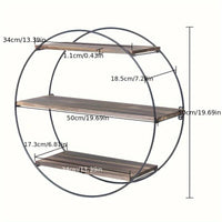 Circle Round Wall Decorative Floating Shelves Rustic Hanging Storage Shelf Metal Bracket