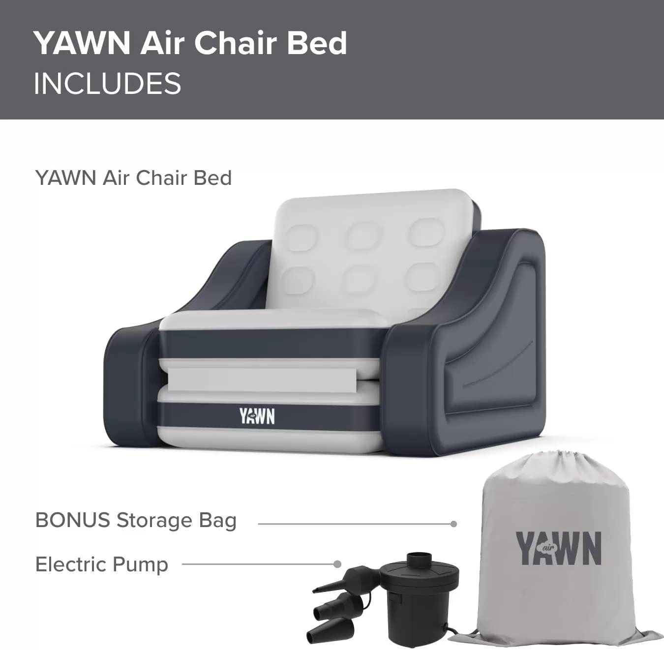 Sofa AIR Inflatable Chair Bed with Electric Pump - Converts into a Single Bed Mattress