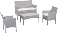 Garden Furniture Sofa Rattan Set 4 Pc Table and Chairs 4 Piece Indoor Outdoor Balcony Patio