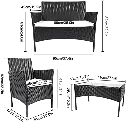 Garden Furniture Set, Sofa Rattan 4 piece Patio Rattan furniture sofa Weaving Wicker