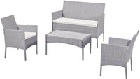 Garden Furniture Sofa Rattan Set 4 Pc Table and Chairs 4 Piece Indoor Outdoor Balcony Patio