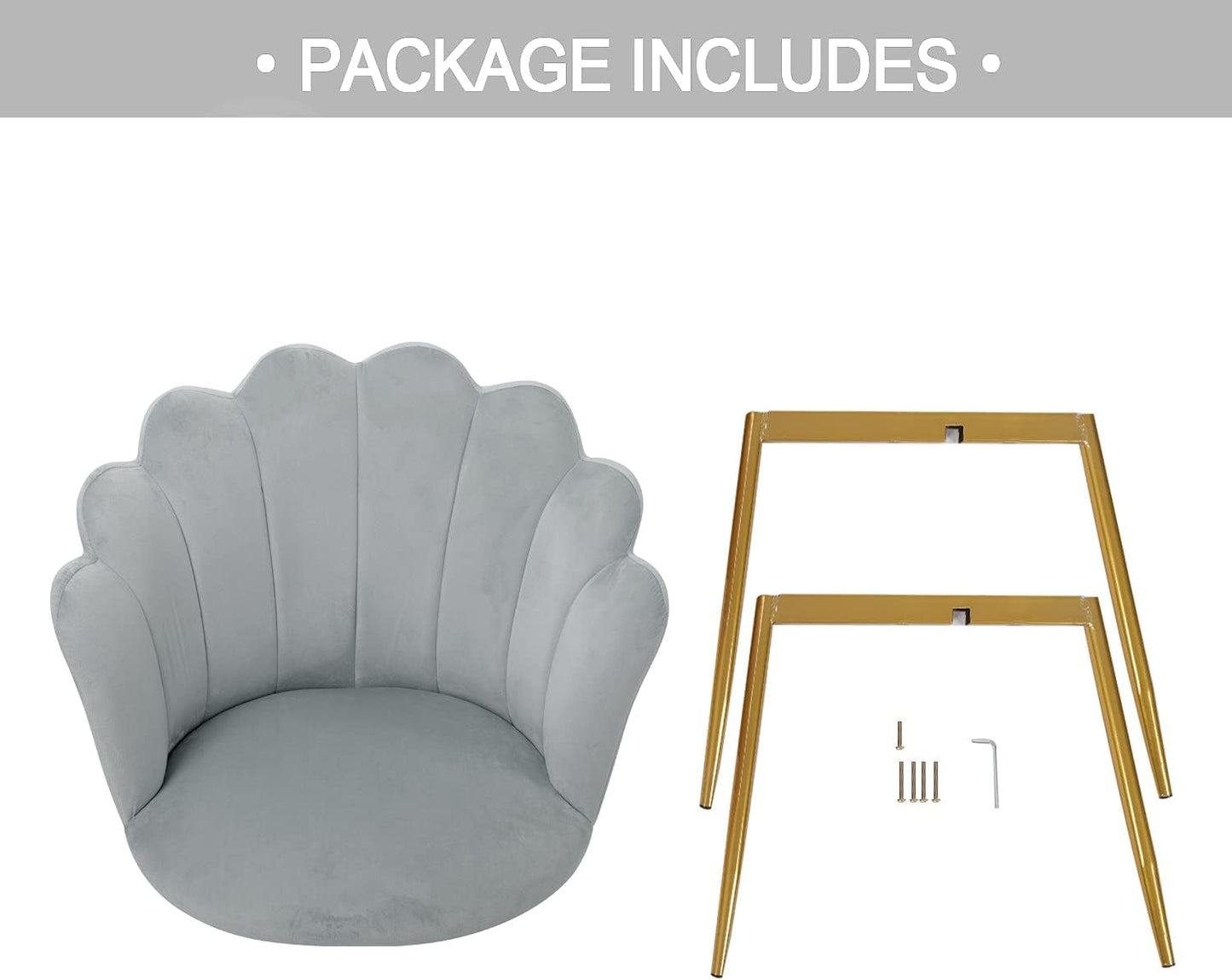 Sofa Armchair Tub Chair, Velvet Shell Chair Single Sofa Chair Accent Chair with Gold Plating Metal Legs