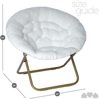 Sofa Accent Chair, Faux Fur Cozy Chair for Bedroom/X-Large (White Fur, Gold Metal)