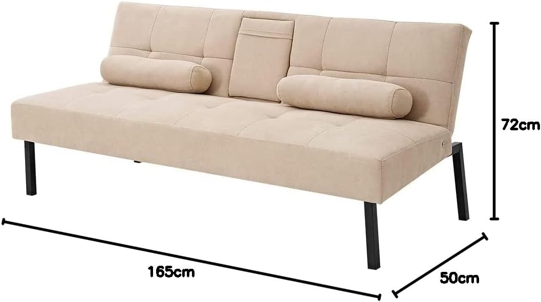 Sofa 3 Seater Sofa Bed Linen Fabric Upholstered Modern Convertible Folding Futon Sofa Bed