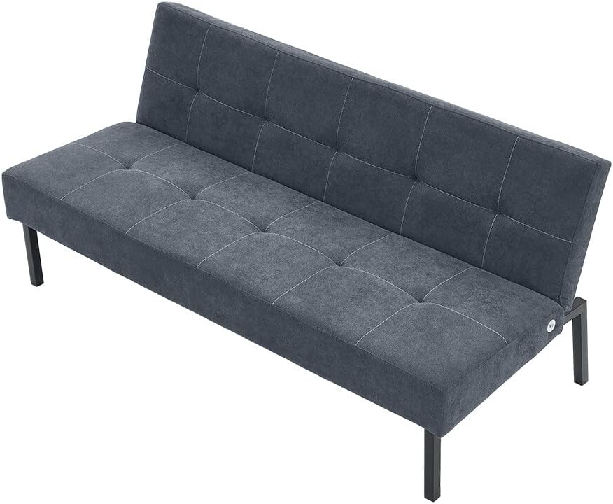 Sofa Bed 3 Seater Sofa Click Clack Bed Sleeper on Metal Frame Legs for Study Guest and Living Room