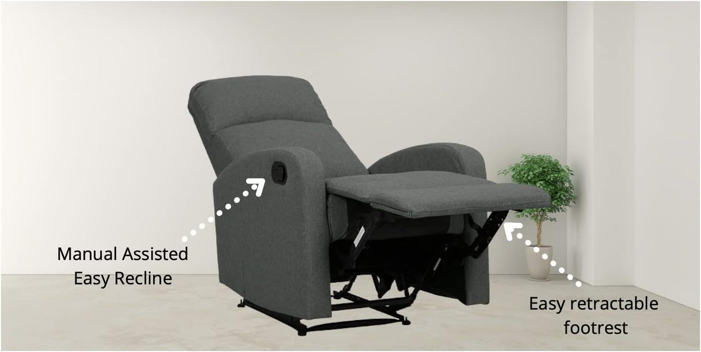 Sofa Recliner Arm Chair with Adjustable Leg Rest and Reclining Functions Fabric - Charcoal