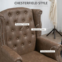 Chesterfield Brown style PU Leather Fireside Chair, Button Tufted Accent Chair