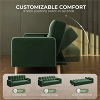 Chesterfield Green Sofa Bed Velvet Convertible Sofa Bed 3 Seater Futon Sofa Bed