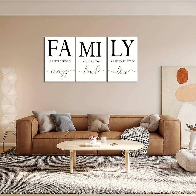 3pcs/set Wooden Framed Canvas Poster, Modern Art, Family, Ideal Gift, Home Fashion