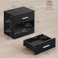 BLACK Set of 2, Side Table with Drawer, Handle, Open Compartment, End Table, for Bedroom, Living Room