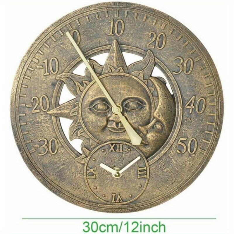 Garden Wall Clock Outdoor Garden Wall Station Clock Vintage Hanging Clock Thermometer Clock