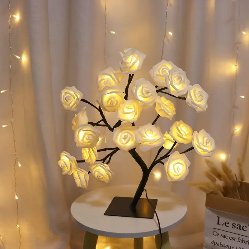 Rose Table Lamp, USB Powered LED Tree Light, Flower Night Light for Home Decoration Outdoor Parties