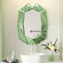 Vintage Green Beveled Glass Wall Mirror Artistic Irregular Accent Mirror for Living Room Bedroom Wall Decor