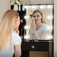 Dresser Vanity With Lights, 3 Light Colours, Black Dresser Set Vanity With 5 Drawers