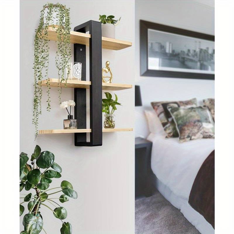 Floating Shelves for Wall Mounted Shelving Unit All Pine Wood 50CM 3 Tier Large Shelf