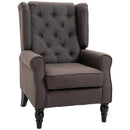 Chesterfield Brown Retro Accent Chair, Wingback Armchair with Wood Frame