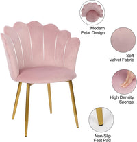 Sofa Armchair Tub Chair, Velvet Shell Chair Single Sofa Chair Accent Chair with Gold Plating Metal Legs