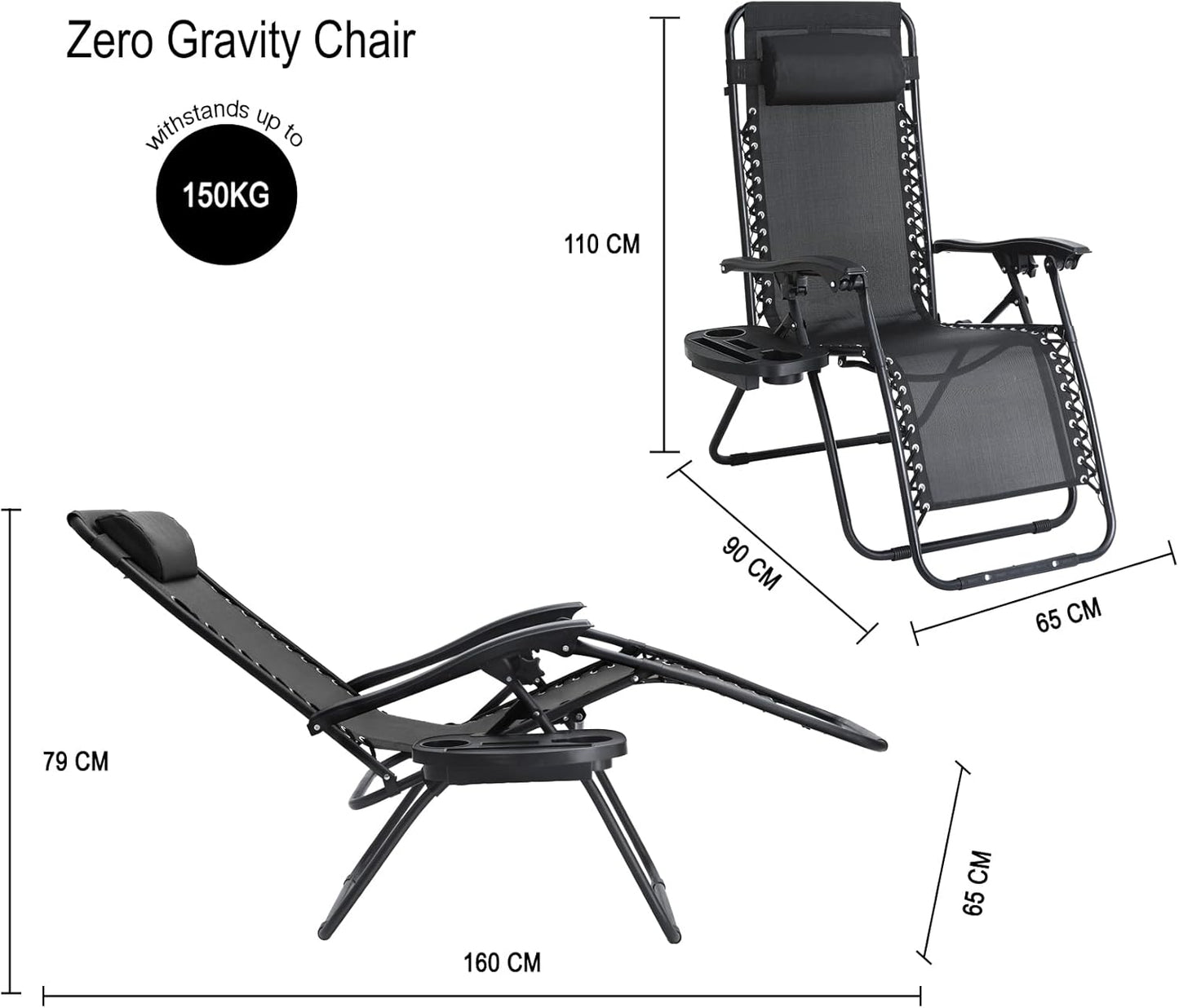 Garden Furniture Zero Gravity Chair | Set of 2 | Heavy Duty Textoline | Outdoor & Garden