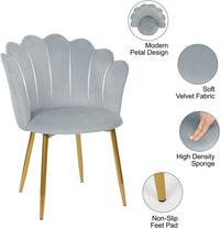 Sofa Armchair Tub Chair, Velvet Shell Chair Single Sofa Chair Accent Chair with Gold Plating Metal Legs