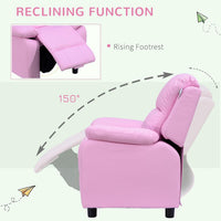 Kids Sofa Armchair Toddler Recliner Children's Chair Lounger Games Chair PU Leather w/Storage (Pink)