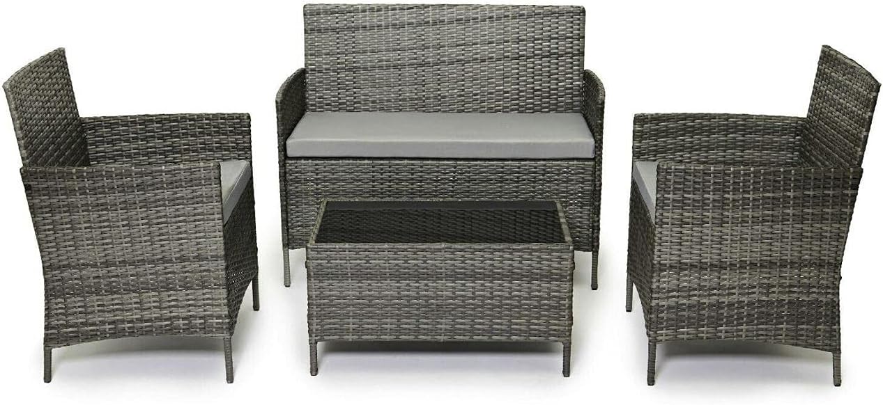 Garden Furniture Sofa Grey Rattan  Set Patio Conservatory Balcony Indoor Outdoor