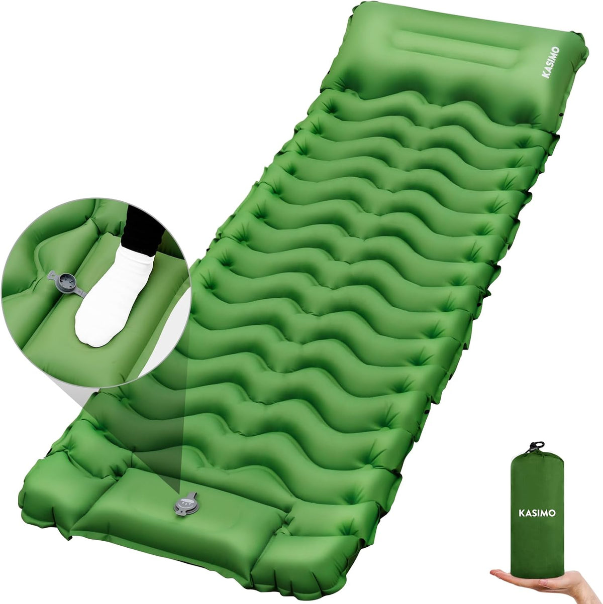 Self Inflatable Bed Air Single Mattress Self-inflating Bed with Built-in Pump & Pillow Com ...