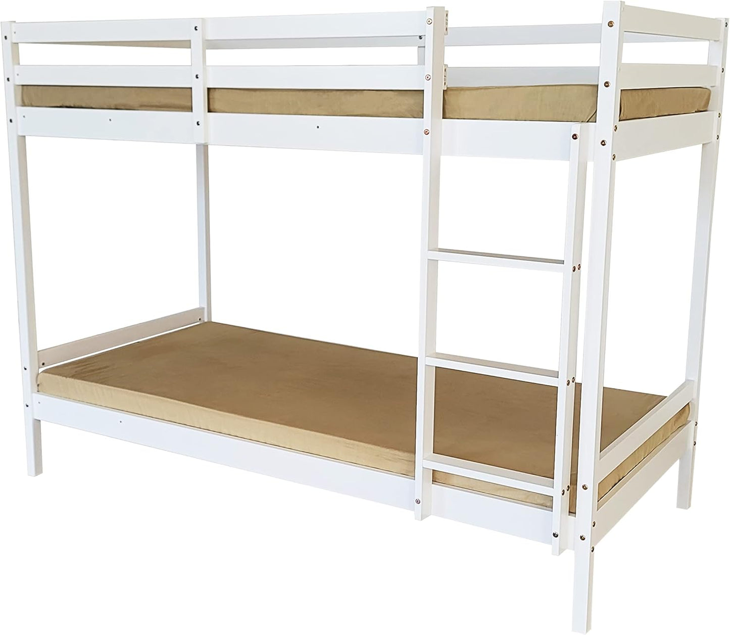 Bunk Bed Frame Wooden Bunk Bed in White, 3FT, HEAVY DUTY in (White)