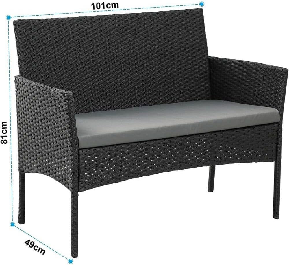 Garden Furniture Sofa Rattan Nero Set Patio Conservatory Indoor Outdoor 4 Seater Piece