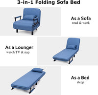 Sofa Folding Sofa Bed, 3-in-1 Convertible Recliner Chair with Pillow and Caster