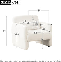 Single Upholstered Sherpa Armchair, Tub Chair with Back Pillow, Accent Chair, Sofa Chair, White Single Sofa