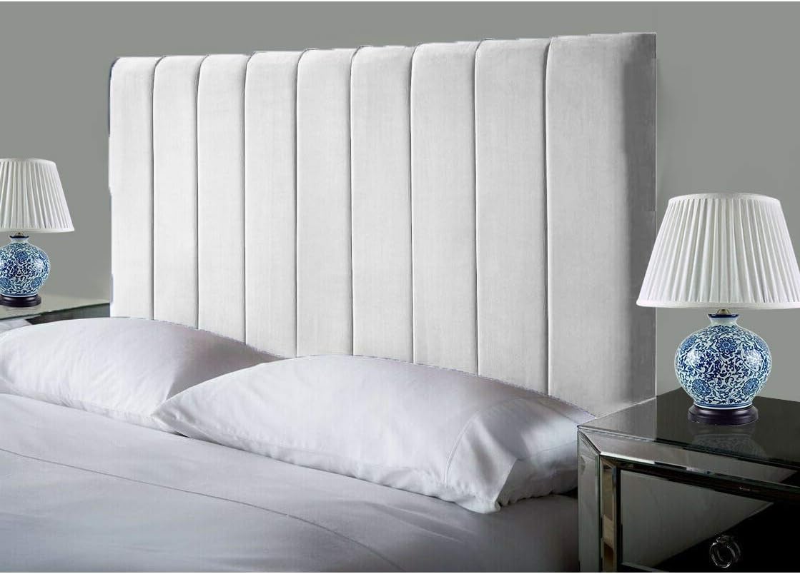 Headboards in Elegant Plush Velvet Fabric, for Divan Beds, 24" WHITE