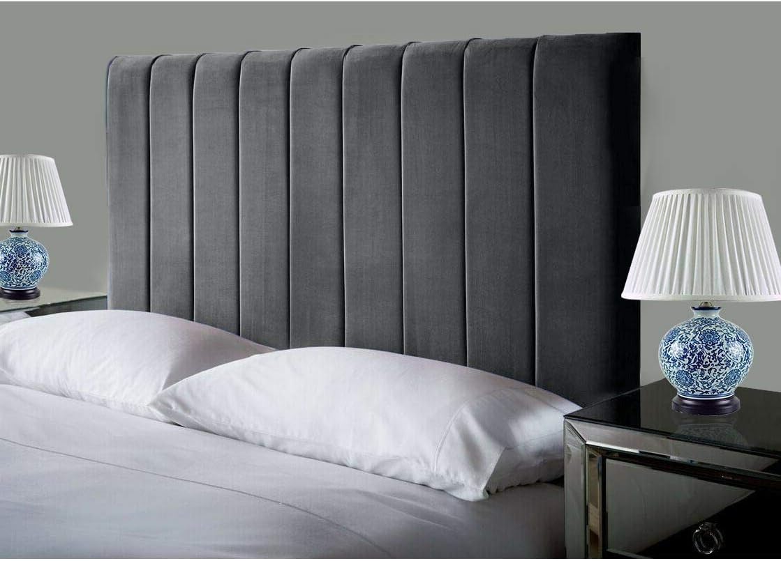 Headboards in Elegant Plush Velvet Fabric, for Divan Beds, 24" STEEL