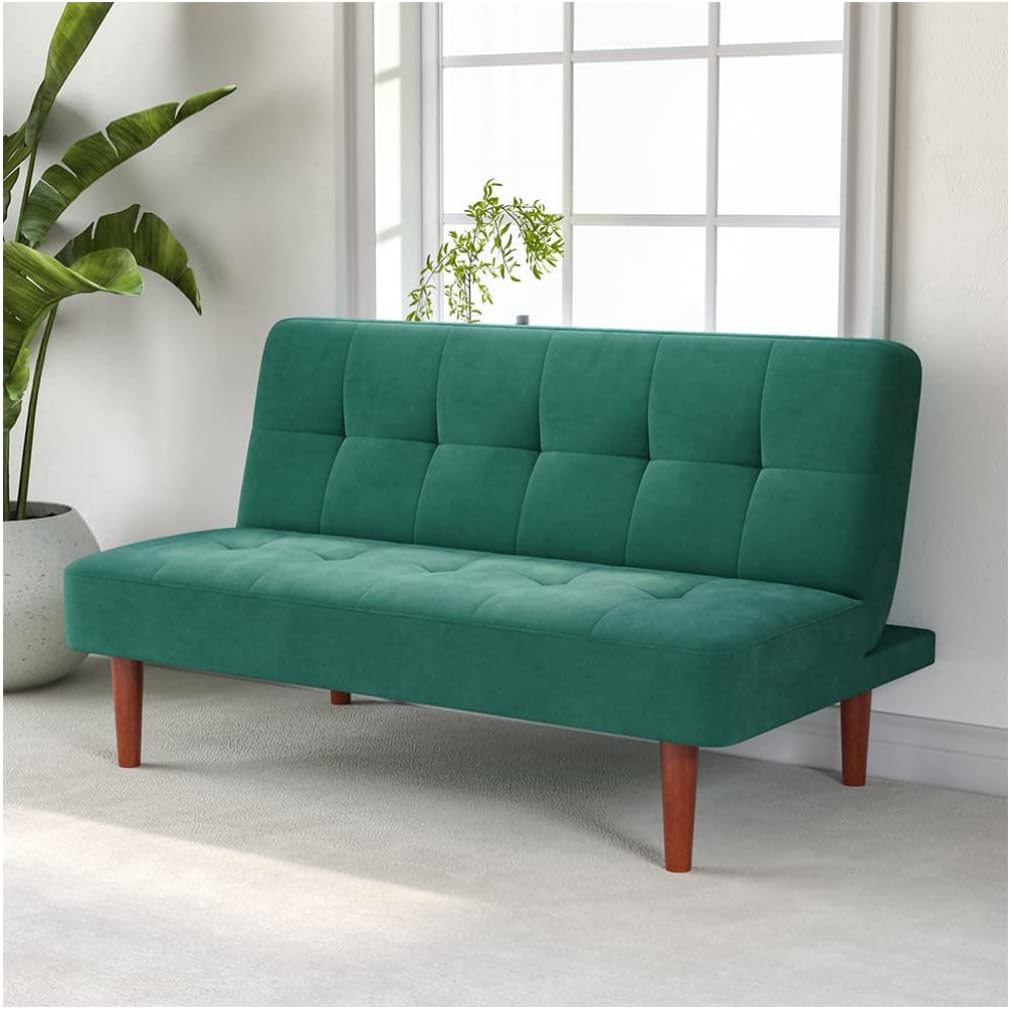 Sofa Bed Green 2 Seater Occasional Sofa Linen Fabric Single Corner Sofa Couch Settee Recliner Sleeper Sofa