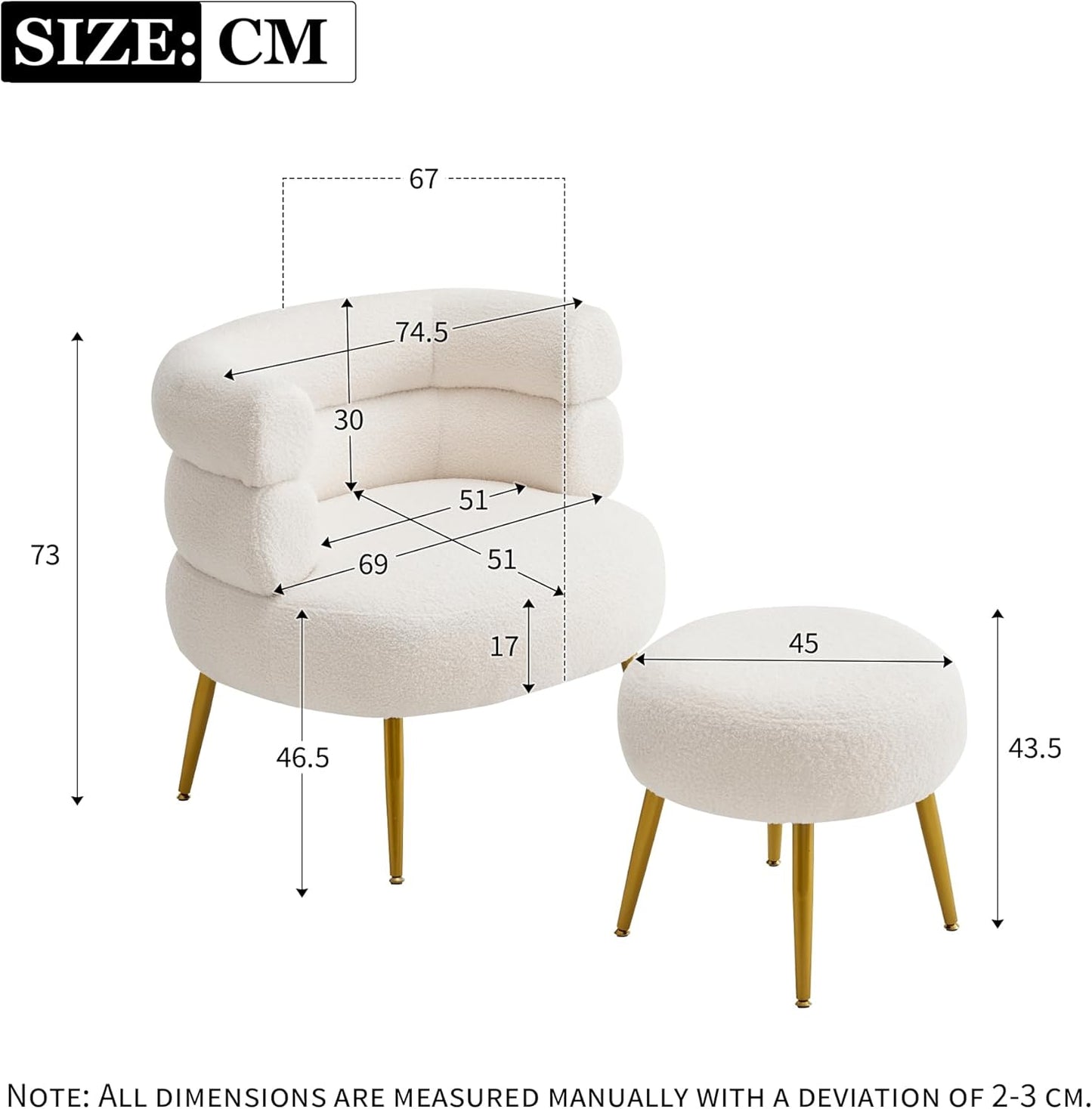 Single Armchair with Footstool, Tub Chair, Accent Chair, Single Sofa with Footrest for Living Room Bedroom