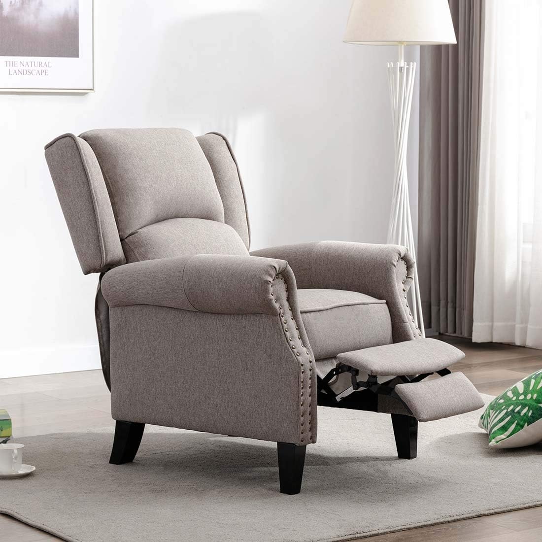 Sofa CHARLOTTE MODERN FABRIC PUSHBACK RECLINER ARMCHAIR SOFA ACCENT CHAIR