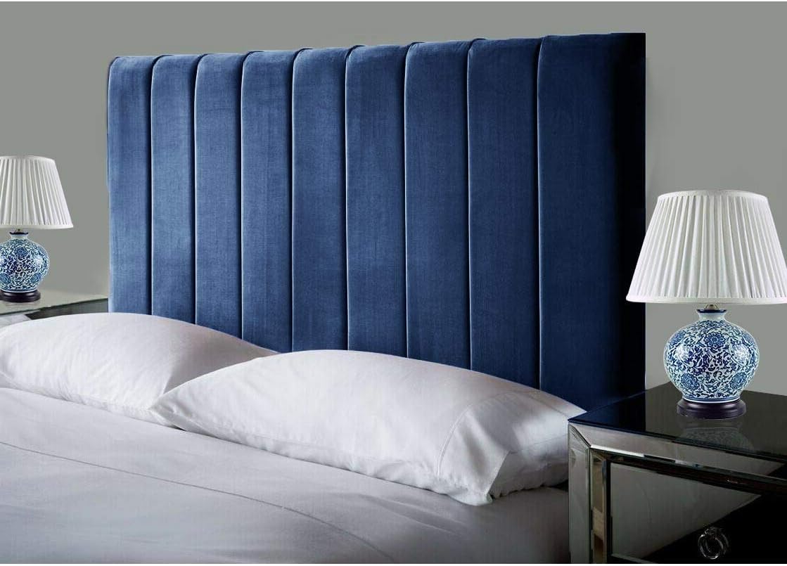 Headboards in Elegant Plush Velvet Fabric, for Divan Beds, 24" BLUE