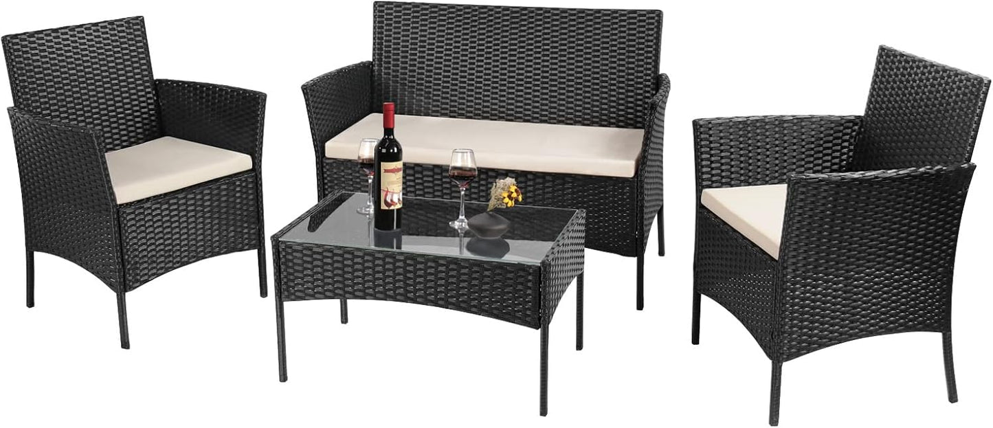 Garden Furniture Set, Sofa Rattan 4 piece Patio Rattan furniture sofa Weaving Wicker