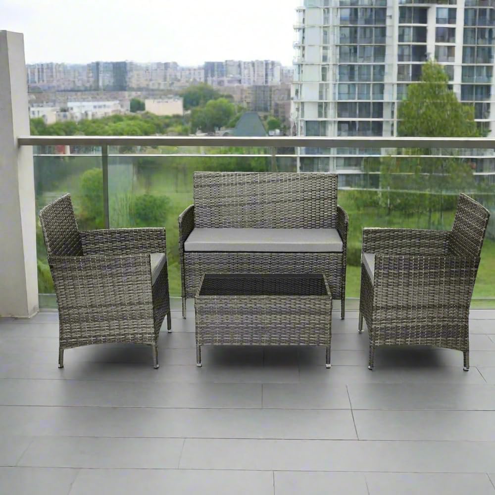 Garden Furniture Sofa Grey Rattan  Set Patio Conservatory Balcony Indoor Outdoor