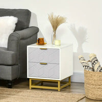 Bedside Table with 2 Drawers, Side Table, Bedside Cabinet with Steel Frame for Living Room, Bedroom