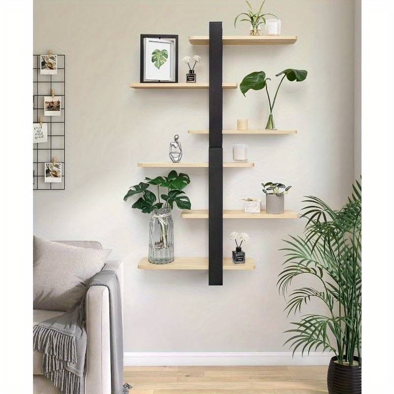 Floating Shelves for Wall Mounted Shelving Unit All Pine Wood 50CM 3 Tier Large Shelf