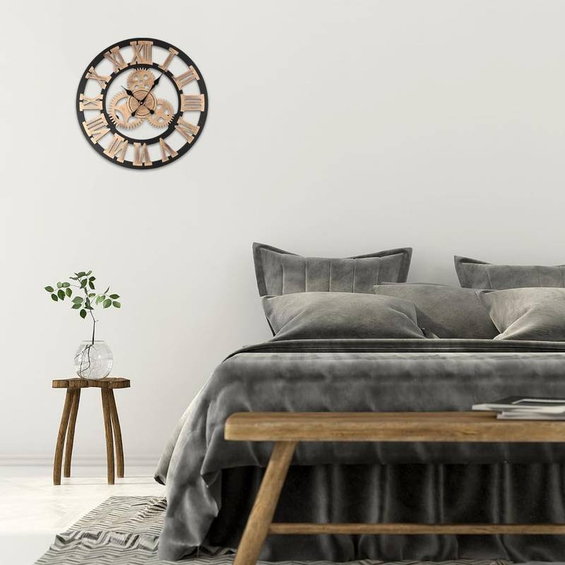 Wall Clock Big Roman Numerals Hanging Clock 60cm Silent Metal Clock