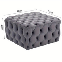 Extra Large Square Chesterfield Velvet Footstool Coffee Table Deep Button Ottoman 70x70cm